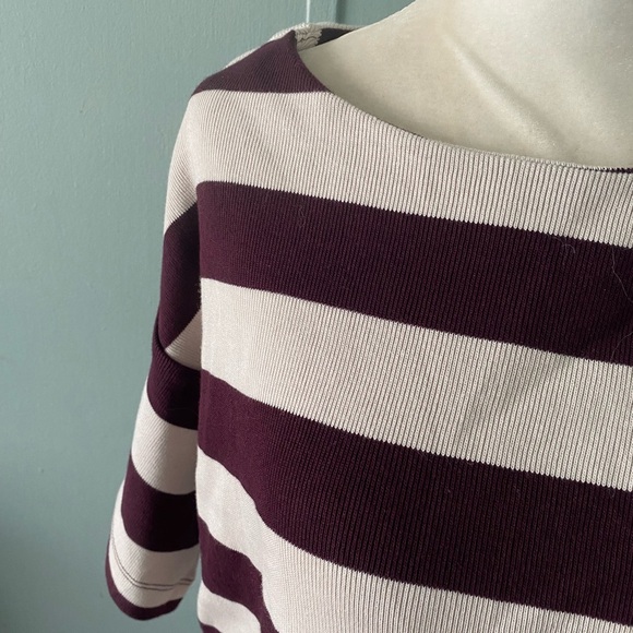 Ann Taylor Weekend Striped Ribbed button Top - Picture 10 of 12
